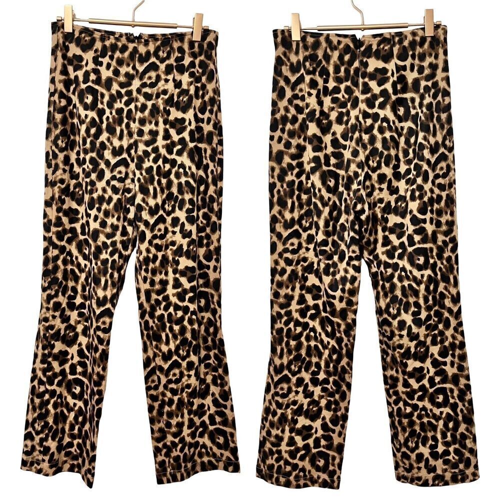 Reformation Marlon Leopard Print High Rise‎ Pants Size 4 Straight Leg Cropped